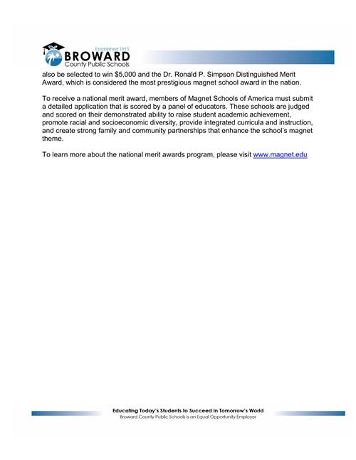 Colbert Museum Magnet School has been recognized as a 2025 Top Magnet School of Excellence by Magnet Schools of America